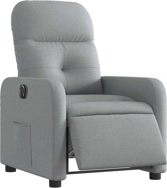 vidaXL Sill&oacute;n Reclinable El&eacute;ctrico Tela Gris Claro Vidaxl