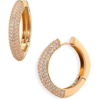 Cara Cubic Zirconia Chunky Hoop Earrings in Gold/Crystal at Nordstrom Rack