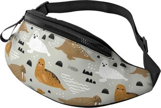 Generic Sea Dogand Walrus Pattern Waist Packs Bum Bags Fashion Bumbags For Running Jogging Shopping 14X35Cm