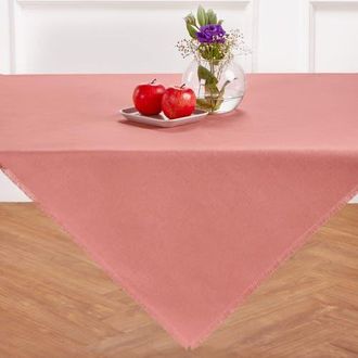 Solino Home Linen Table Throw - Fringe, 52 x 52, 52 x 52 in Dusty Rose at Nordstrom, Size Small