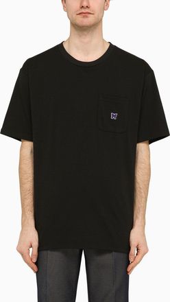 Needles Black Crew Neck T Shirt With Embroidery