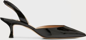 Manolo Blahnik Carolyne Low-Heel Patent Halter Pumps