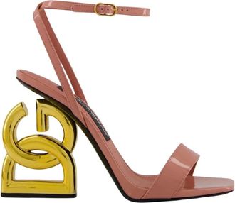 Dolce & Gabbana Schoenen, Dames, Roze, 39 EU, Leer, Roze Patentleren Sandalen met Sculpturale Hak