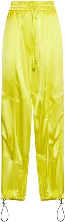 John Richmond Drawstring Panelled Track Pants - Dames - Straight fit broeken - Geel - 2XS - Satijn - Broeken
