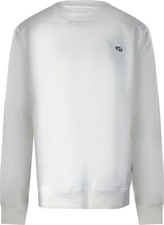 Diesel Mens Plain White Sweatshirt Cotton - Size X-Large