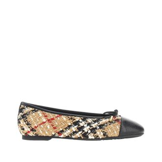 Burberry Check boucl&eacute; and leather Highgate ballerinas Woman 36