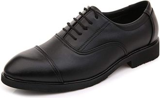 Generic Dress Oxford Formal Shoes for Men Lace Up Round Cap Toe Cowhide Anti-Slip Block Heel Slip Resistant Wedding(7.5 UK) Black