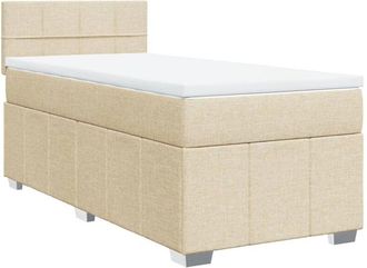 vidaXL Cama Box Spring Con Colch&oacute;n Tela Color Crema 80x200 Cm Vidaxl