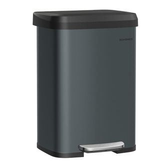 Songmics Cubo de basura de 50 l de 40,4 x 38 x 58,5 cm de color gris y negro