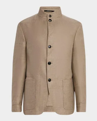 Ermenegildo Zegna Men & apos;s Cashmere-Blend Basketweave Blazer
