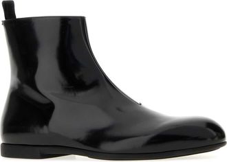 Jil Sander Mens Polished Leather Ankle Boot Black Calf