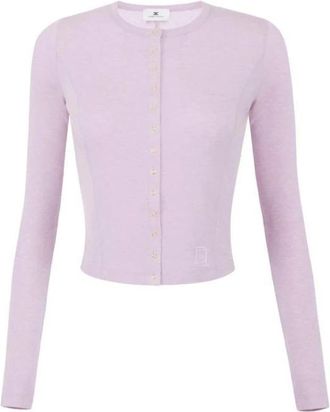 Elisabetta Franchi Truien & Vesten, Dames, Paars, XS, Wol, Lichtgewicht Jersey Cardigan
