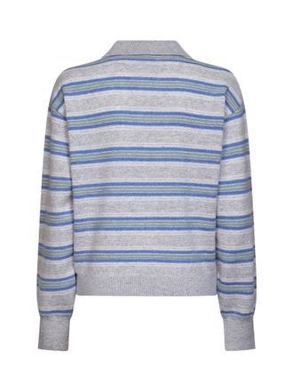 Guest In Residence Collegiate Stripe Cashmere Polo Shirt - Gray