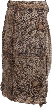 Dries Van Noten Printed Asymmetric Midi Skirt in Brown Silk