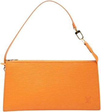 Louis Vuitton Pre-owned Pochette Accessoires - Dames - Vintage Clutch - Oranje - ONE Size - Leer - Vintage