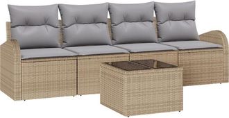 vidaXL Vidaxl - Garden Sofa Set 5 pcs Beige 55 x 55 x 37 cm Poly rattan