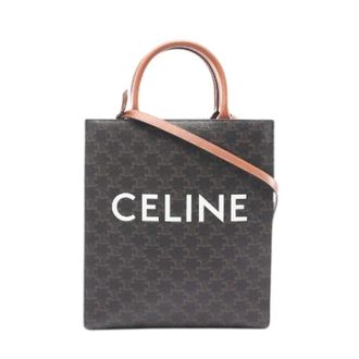Celine Pre-owned Tote Bags, female, Brown, Size: ONE SIZE Pre-owned Small Vertical Cabas Triomphe Coated Canvas Tote Bag