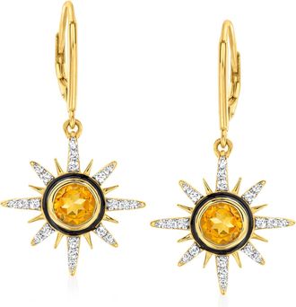 Ross-Simons Citrine and. White Topaz Sun Drop Earrings in 18kt Gold Over Sterling