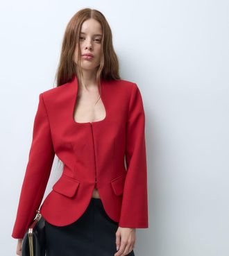Miss Selfridge blazer strutturato rosso ciliegia