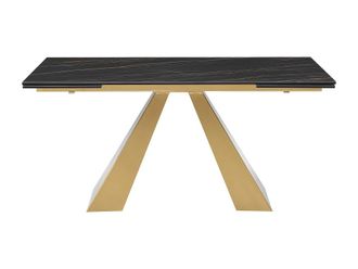 VENTE-UNIQUE.COM Mesa de comedor cristal negro, dorado