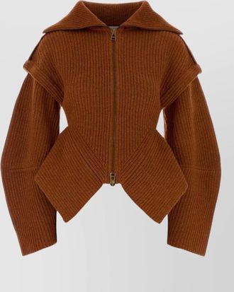 Zimmermann wool chunky-knit peplum zip cardigan