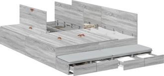 vidaXL Cama Con Almacenamiento Gris Sonoma 236.5 X 160 X 31.5 Cm Vidaxl