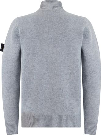 Stone Island Mens High-Neck Sweater Light Grey Virgin Wool