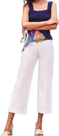 ECRU Franklin Wide Leg Cropped Pant In White