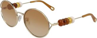 Chlo&eacute; Goud/Bruin Getinte Zonnebril - Dames - Zonnebrillen - Veelkleurig - 57 MM - Accessoires