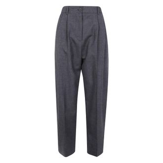 STUDIO NICHOLSON Acuna Double Pleat Front Pant - Dames - Broeken - Grijs - Maat: 3XS Leer