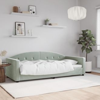 vidaXL Sof&aacute; Cama Sin Colch&oacute;n Terciopelo Gris Claro 90x190 Cm Vidaxl
