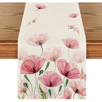 OEM Camino De Mesa Con Dise&ntilde;o De Hojas De Amapola Y Tem&aacute;tica De Chismes - Para Verano - Temporada - Decoraci&oacute;n De Mesa - Decoraci&oacute;n Del Hogar - 33 X 183 C