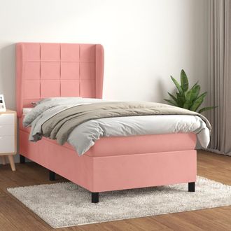 vidaXL Vidaxl - Cama Box Spring Con Colch&oacute;n Terciopelo Rosa 90x200 Cm