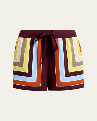Diane Von F&uuml;rstenberg Delfine Geometric-Print Silk Shorts