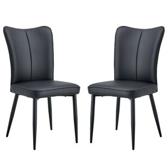 STILVORA Silla De Comedor En Pu, Respaldo Ergon&oacute;mico, Asiento Acolchado, Patas Regulables, Negro 89 Cm