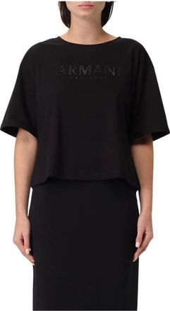 A|X Armani Exchange Tops, Dames, Zwart, L, Embroidered Logo T-Shirt