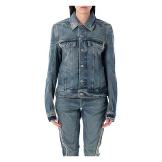 Rick Owens Denim Jackets, female, Blue, M, Hollywood Trucker Jacket