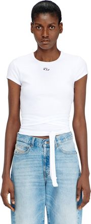 Diesel Ribbed top with wrap-around laces - T-Shirts - Woman - White