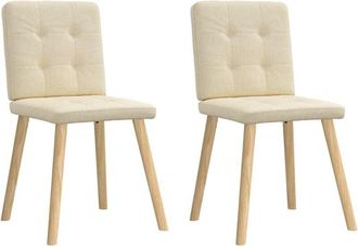 vidaXL Sillas De Comedor 2 Unidades Tela Color Crema Vidaxl