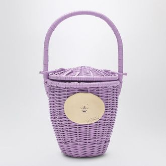 Patou Lilac Wicker Bucket Bag
