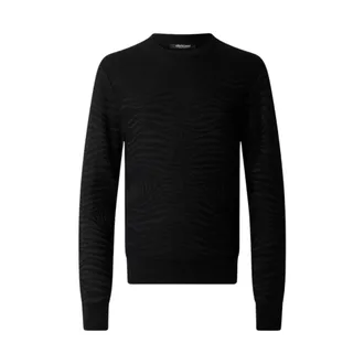 Roberto Cavalli Round-neck Knitwear, male, Black, Size: L Sweater With Zebra Pattern