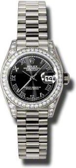 Rolex Lady-Datejust 26 Black Dial 18K White Gold President Automatic Ladies Watch 179159BKRP