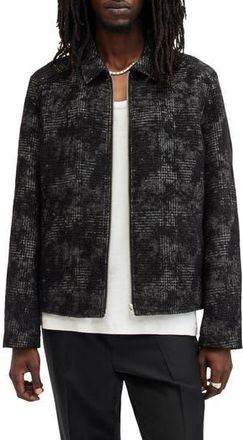 AllSaints Keller Plaid Textured Zip-Up Jacket in Black at Nordstrom Rack, Size Xx-Large