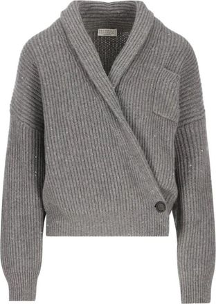 Brunello Cucinelli Truien & Vesten, Dames, Grijs, S, Brunello Cucinelli Truien