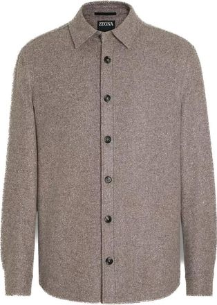 Ermenegildo Zegna Cashmere en Zijde Overshirt - Heren - Zomerjassen - Grijs - L - Leer - Jassen