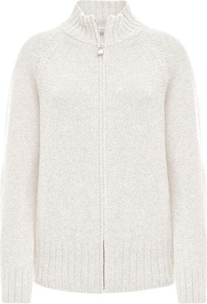 Malo Funnel Neck Raglan Zip-Up Cashmere Bomber Jacket
