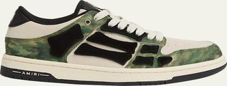 Amiri Mens Camo Skel-Top Snake-Embossed Suede & Leather Sneakers