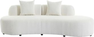 VENTE-UNIQUE.COM Sof&aacute; fijo poli&eacute;ster 3 plazas blanco 230x80cm