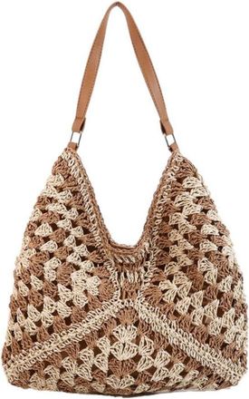 Generic Large Capacity Leisure Weaving Clutches Handbag, Portable Womens Vacation Beach Bag Shoulder Purses(Style 5)