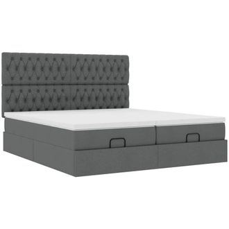 vidaXL Estructura Cama Otomana Colchones Tela Gris Oscuro 160x200 Cm Vidaxl